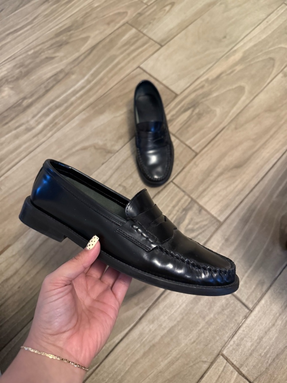 Mango Black Leather Penny Loafers